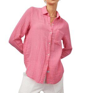 Rails Ellis Cotton Gauze Button-Front Shirt in Malibu Pink XS